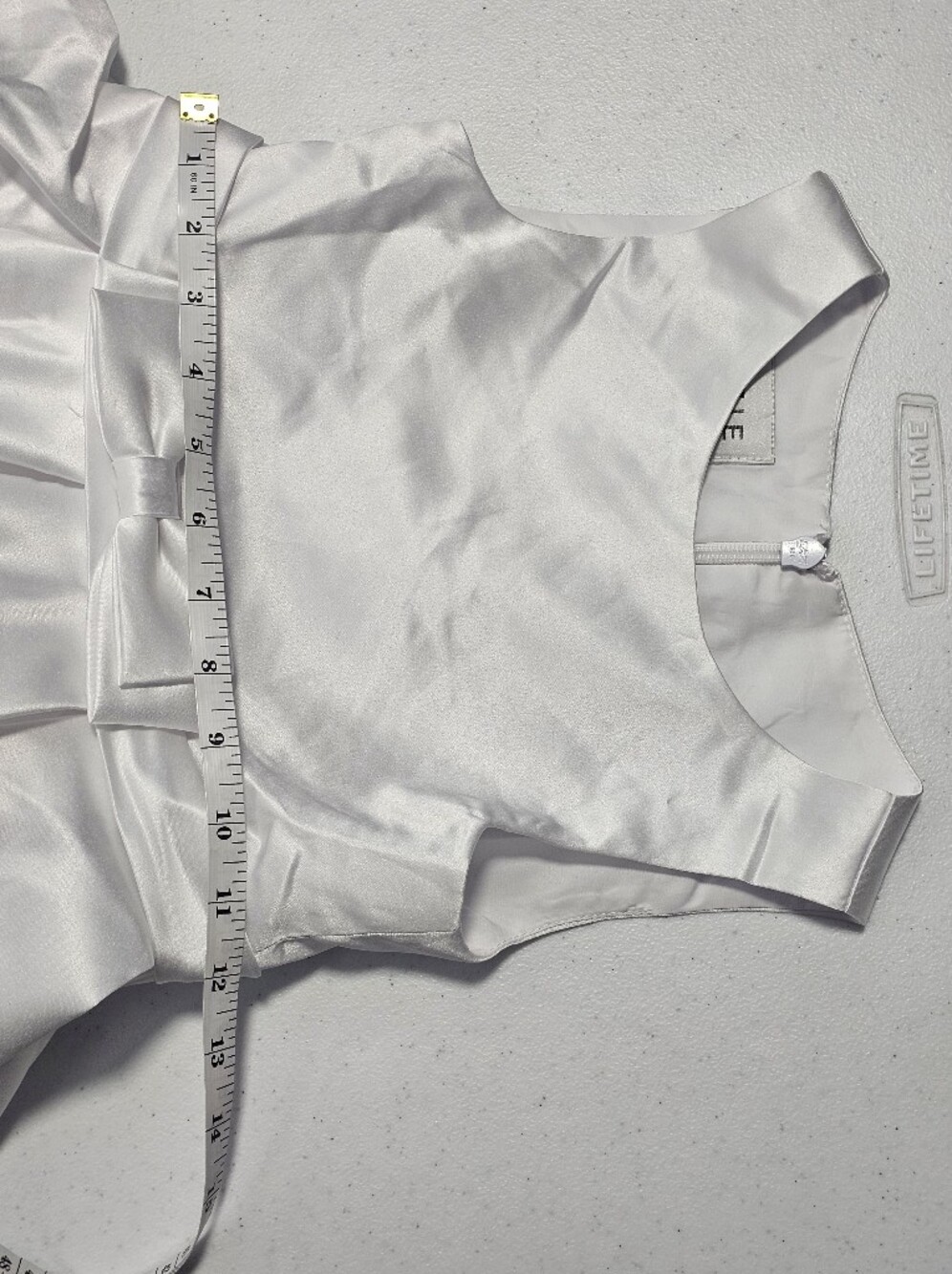 Azazie Coco Flower Girl Communion Pageant White A-Line Bow Matte Satin Dress - Picture 14 of 15